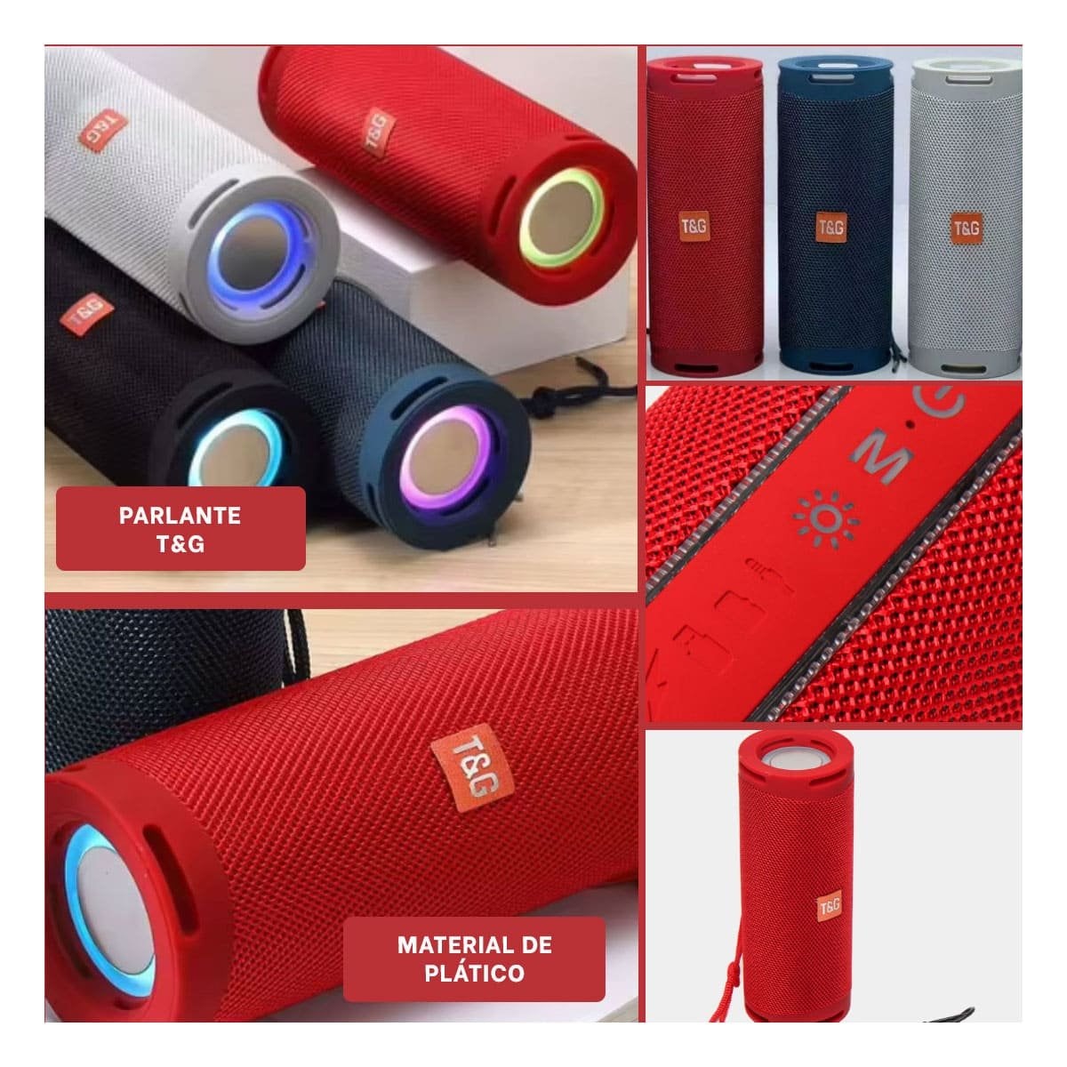 PACK6 ALTAVOZ MOVIL ROJO CON SONIDO NITIDO Y USO VERSATIL Y+PAPEL REGALO - 3
