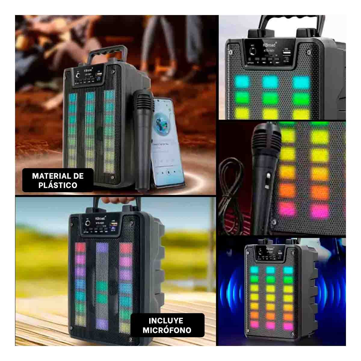 PACK4 BOCINA PORTATIL CON MICROFONO 4 PULGADAS COLOR NEGRO PARA MUSICA EN CASA Y+REGALO STICKER - 2