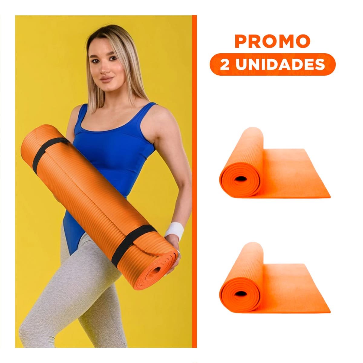 PACK2 TAPETE ANTIDESLIZANTE 10MM DE GOMA EVA 61X183CM ANARANJADO - 1