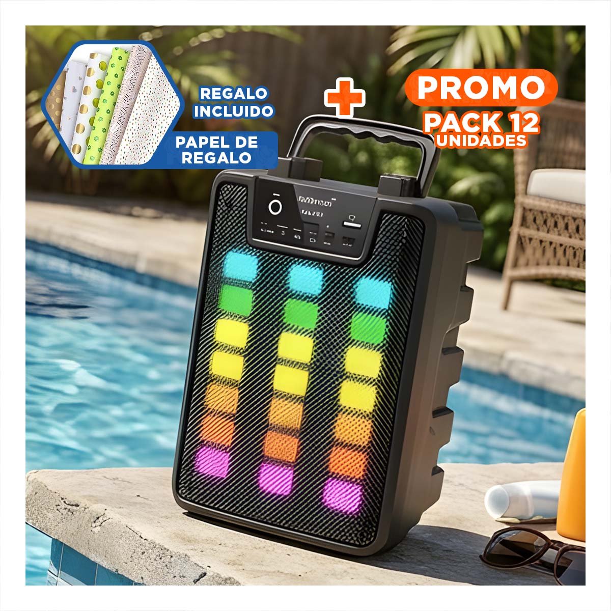 PACK12 BOCINA CON MICROFONO 4 PULGADAS NEGRO PARA KARAOKE Y MUSICA EN CASA Y+REGALO STICKER - 1