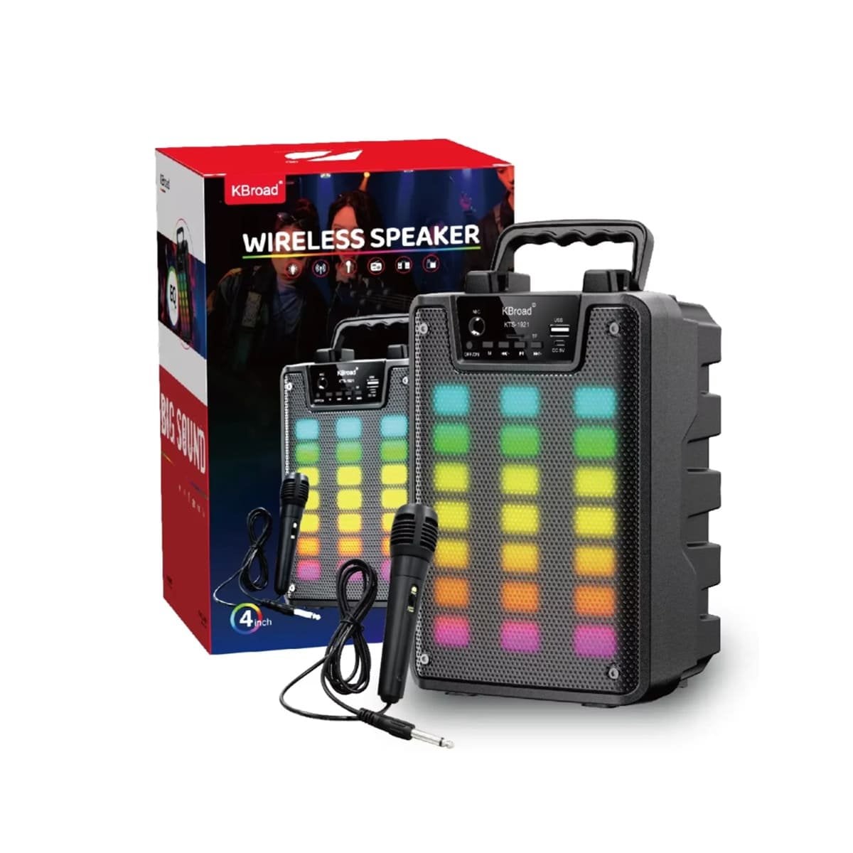 PACK4 ALTAVOZ CON MICROFONO 4 PULGADAS PARA KARAOKE MUSICA EN CASA NEGRO Y+PAPEL REGALO - 3