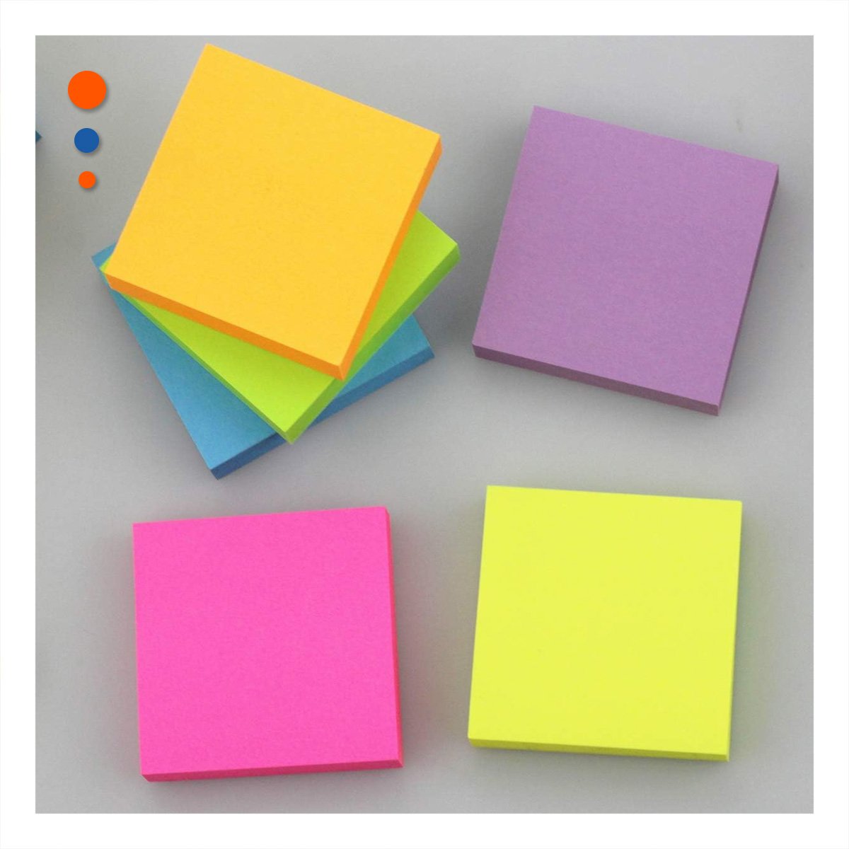 PACK2 RECORDATORIOS CUADRADOS ADHESIVOS 3,8CM 4 PZS MULTICOLOR Y+REGALO STICKER - 3