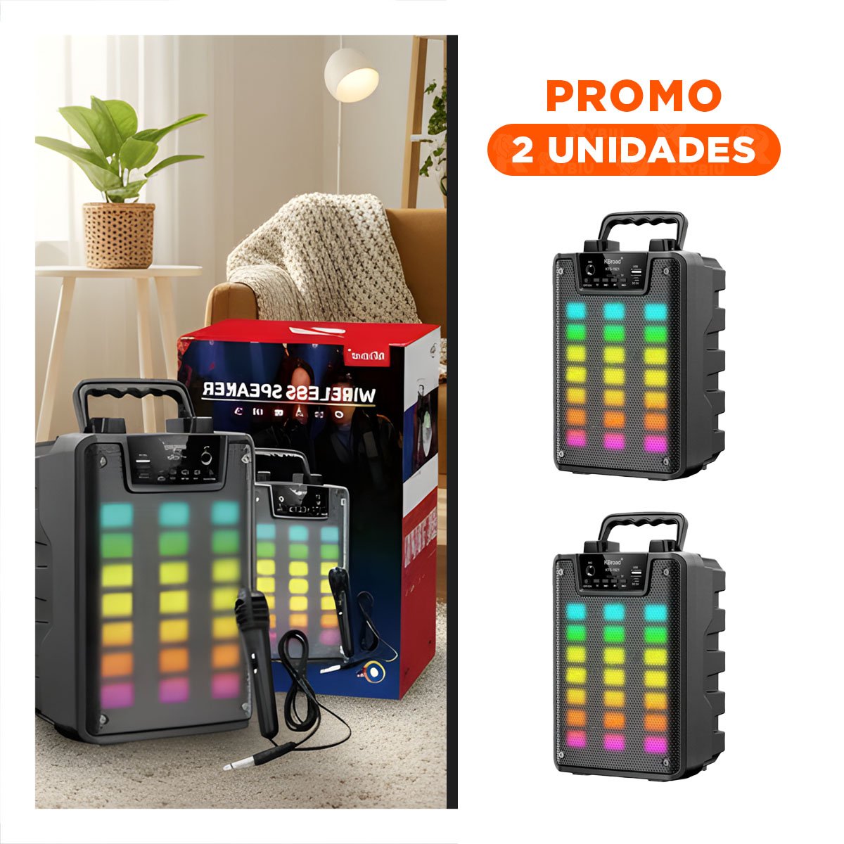 PACK12 ALTAVOZ CON MICROFONO 4 PULGADAS PARA MUSICA Y REUNIONES EN CASA NEGRO Y+PAPEL REGALO - 1