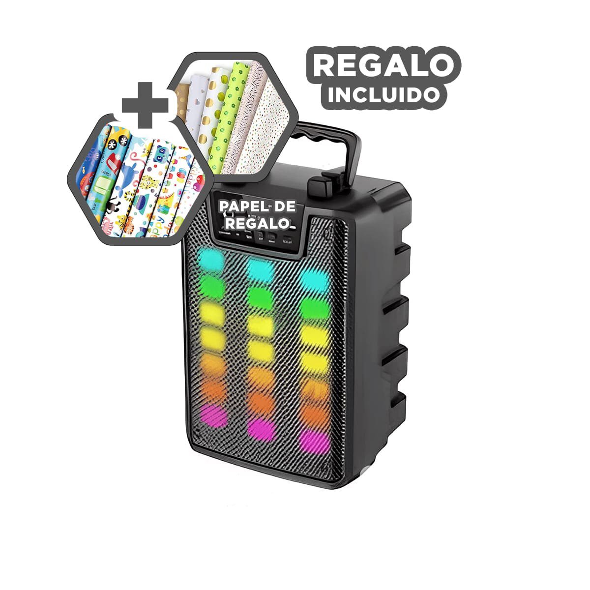 BOCINA PORTATIL CON MICROFONO 4 PULGADAS PARA KARAOKE Y MUSICA NEGRO Y+REGALO STICKER - 1