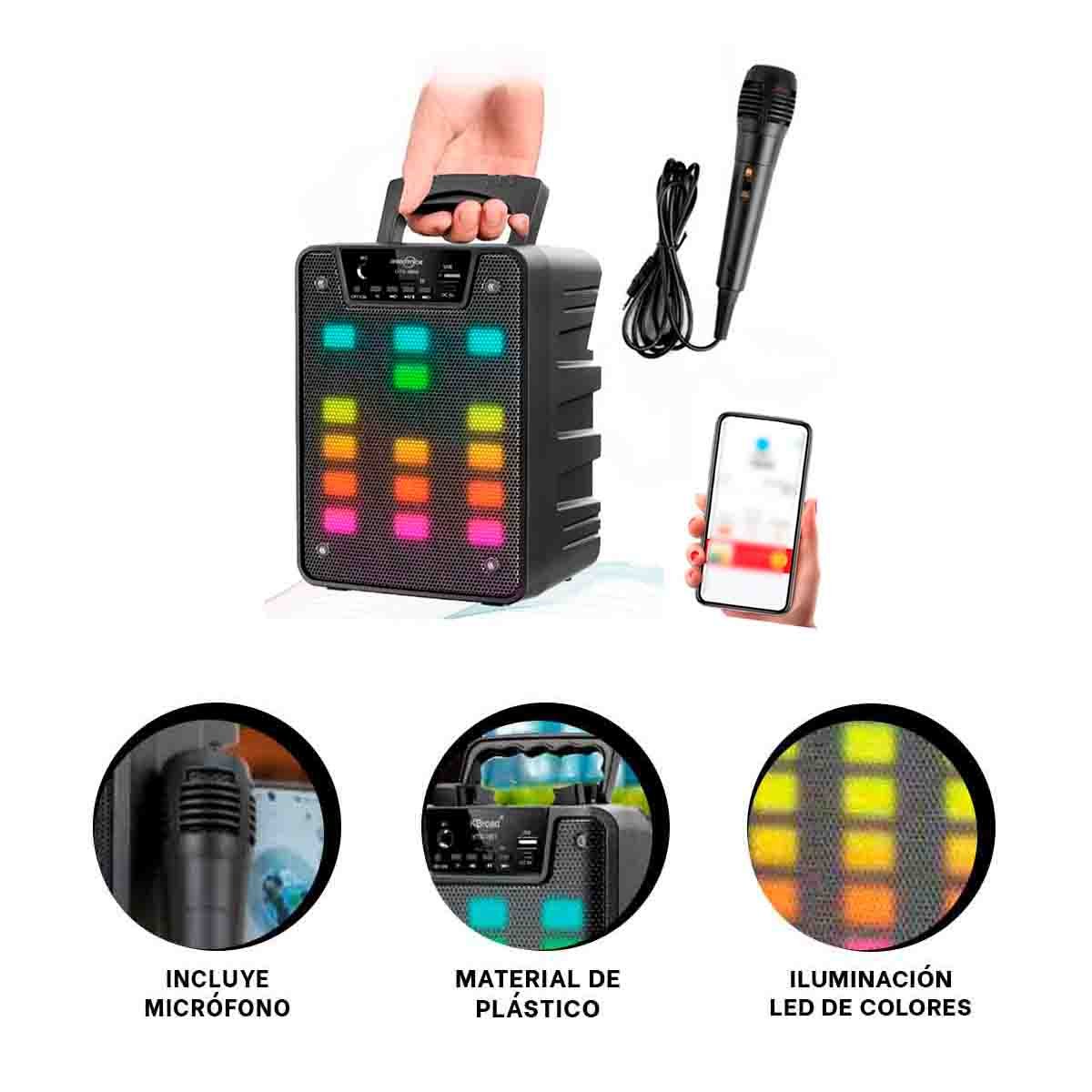 BOCINA PORTATIL CON MICROFONO 4 PULGADAS PARA KARAOKE Y MUSICA NEGRO Y+REGALO STICKER - 5