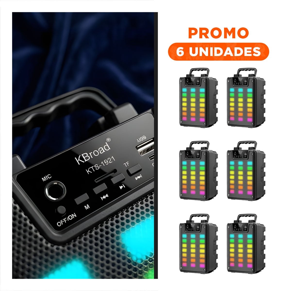 PACK6 ALTAVOZ PORTATIL CON MICROFONO 4 PULGADAS COLOR NEGRO PARA MUSICA KARAOKE Y+PAPEL REGALO - 1
