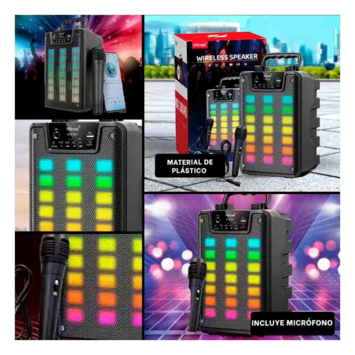 PACK6 ALTAVOZ PORTATIL CON MICROFONO 4 PULGADAS COLOR NEGRO PARA MUSICA KARAOKE Y+PAPEL REGALO - 3