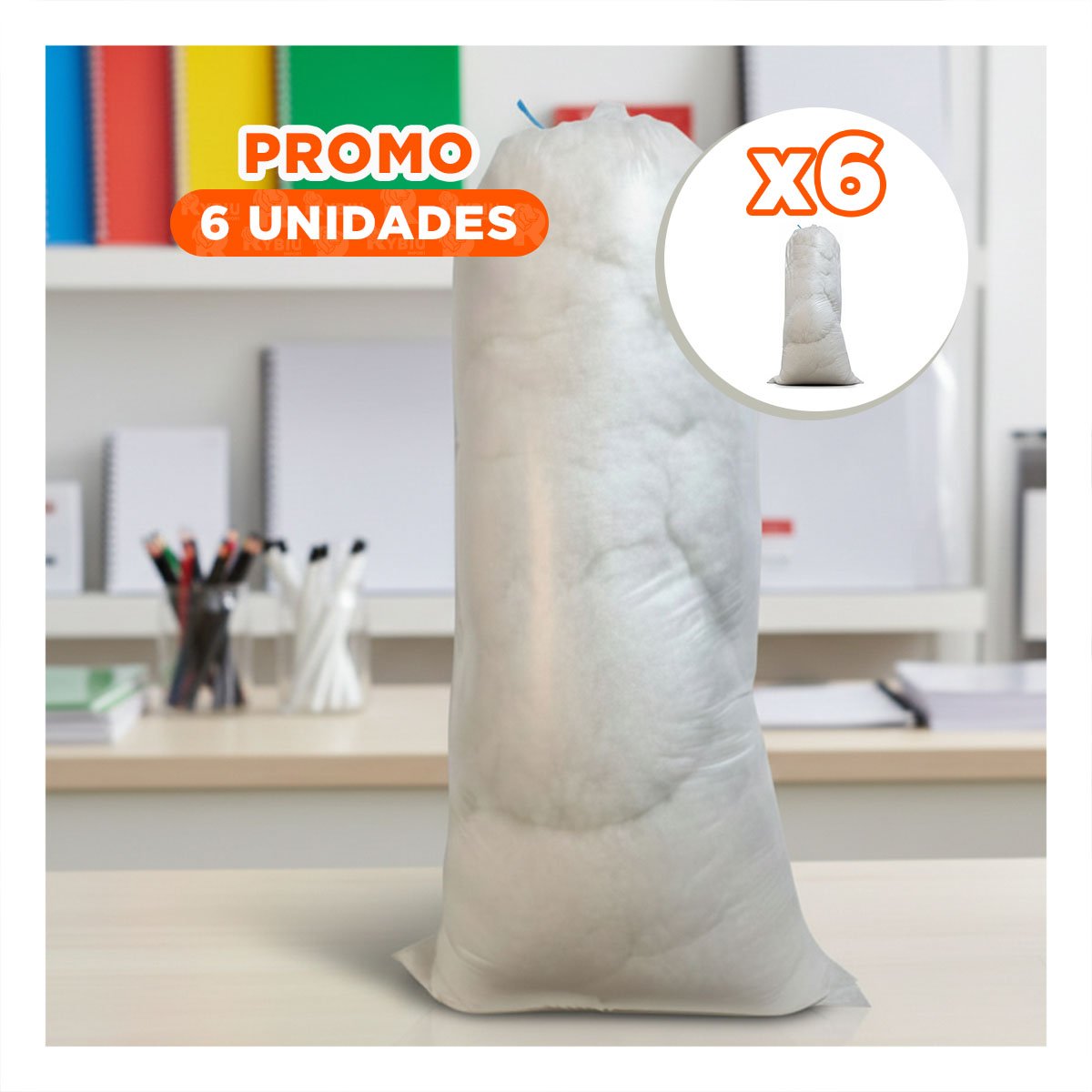 PACK6 CONTENEDOR PRACTICO DE NAPA 5KG BLANCO UTIL Y+REGALO STICKER - 1