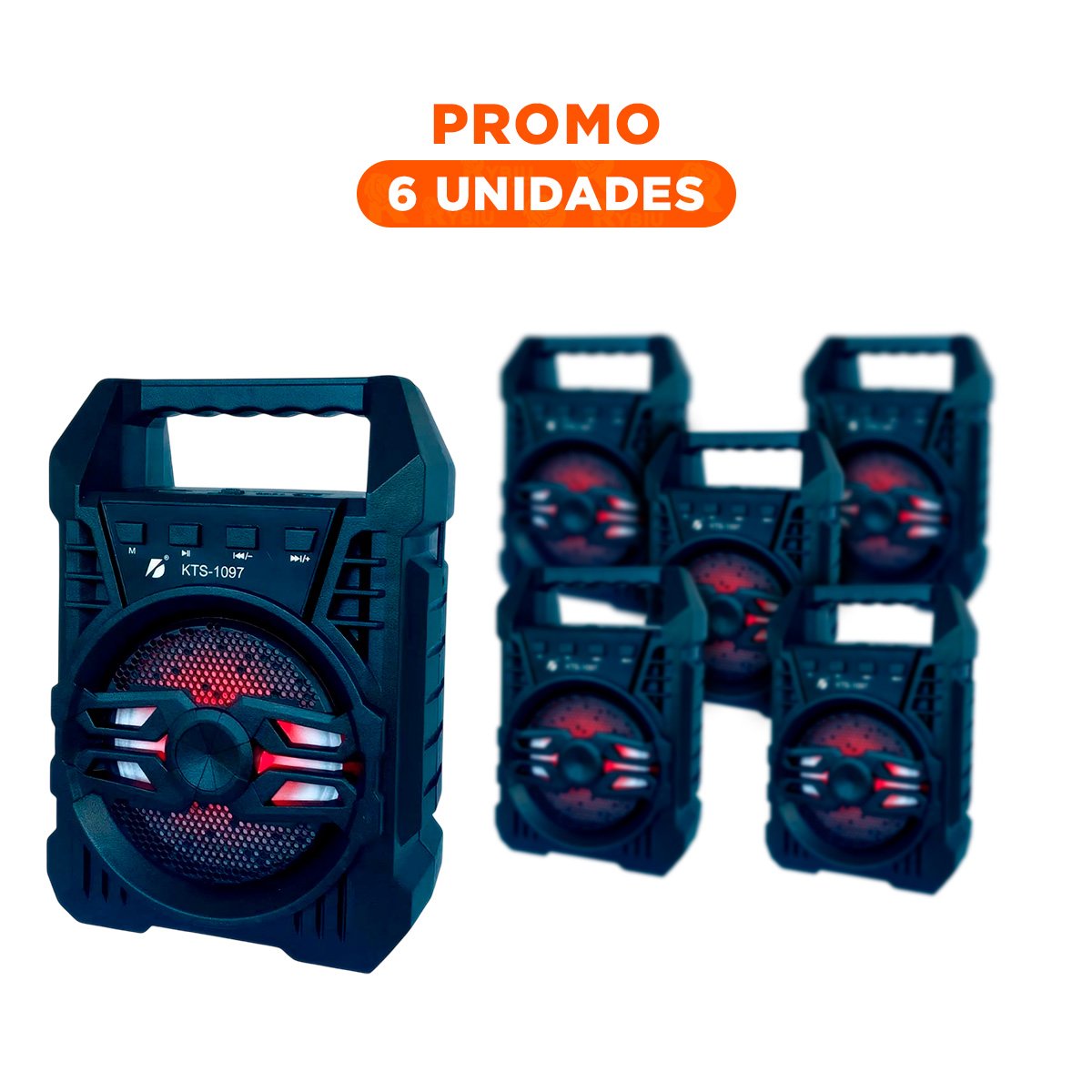 PACK6 PARLANTE PORTATIL CON 4 PULGADAS NEGRO PARA ESCUCHAR MUSICA - 1