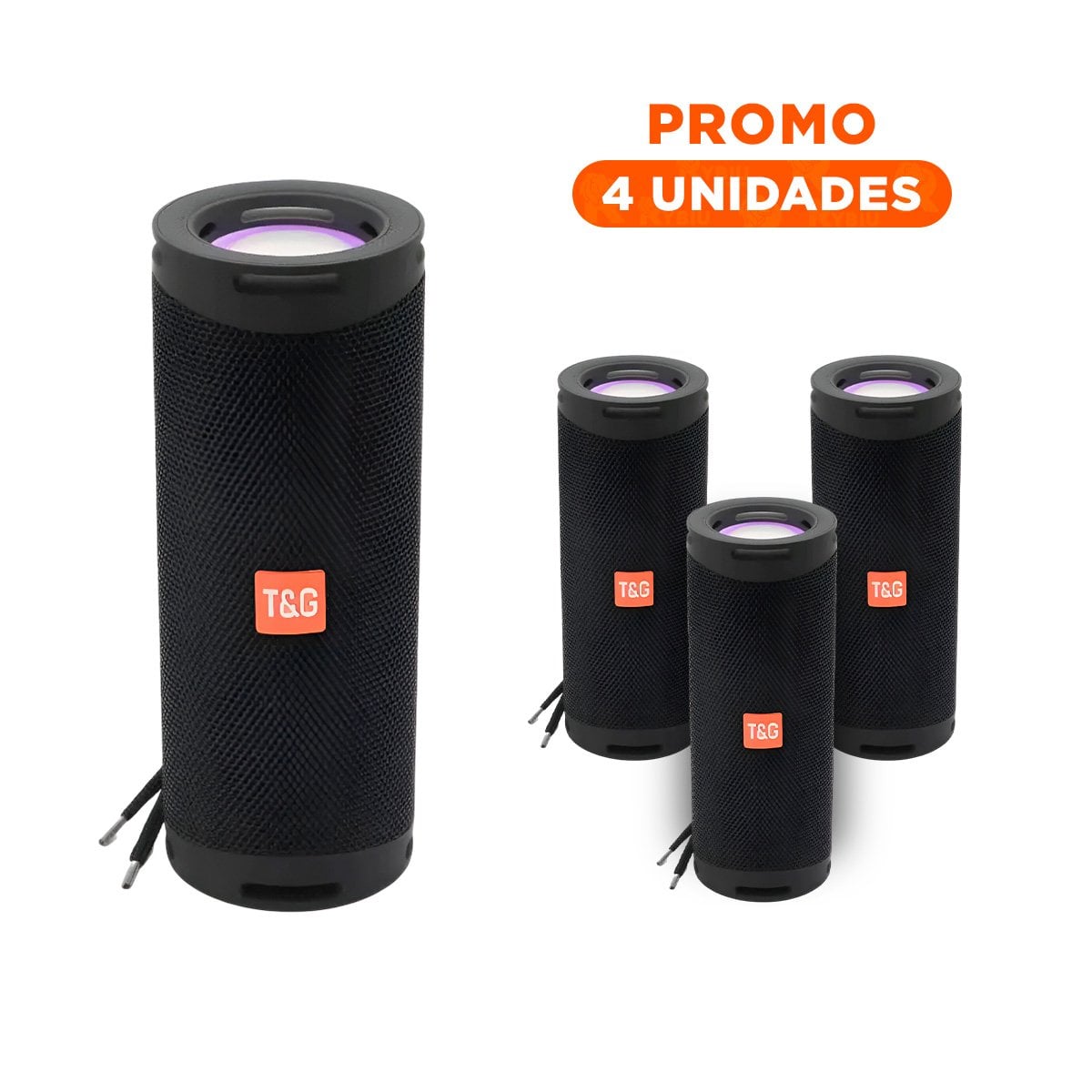 PACK4 BOCINA RECARGABLE NEGRA CON SONIDO EQUILIBRADO Y USO CONTINUO Y+REGALO STICKER - 1