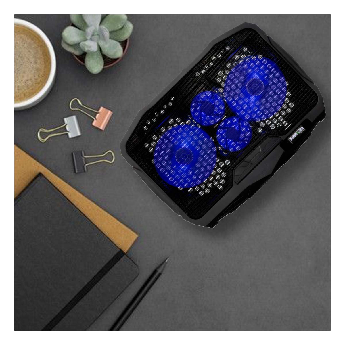 VENTILADOR PARA LAPTOP 4 ASPAS AJUSTABLE Y COMPACTO COLOR NEGRO Y+REGALO STICKER - 2