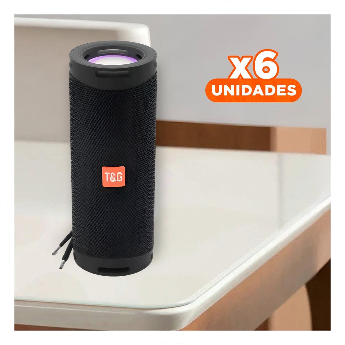 PACK6 BOCINA PROFESIONAL COLOR NEGRO CON SONIDO POTENTE Y CONECTIVIDAD FACIL Y+REGALO STICKER - 1