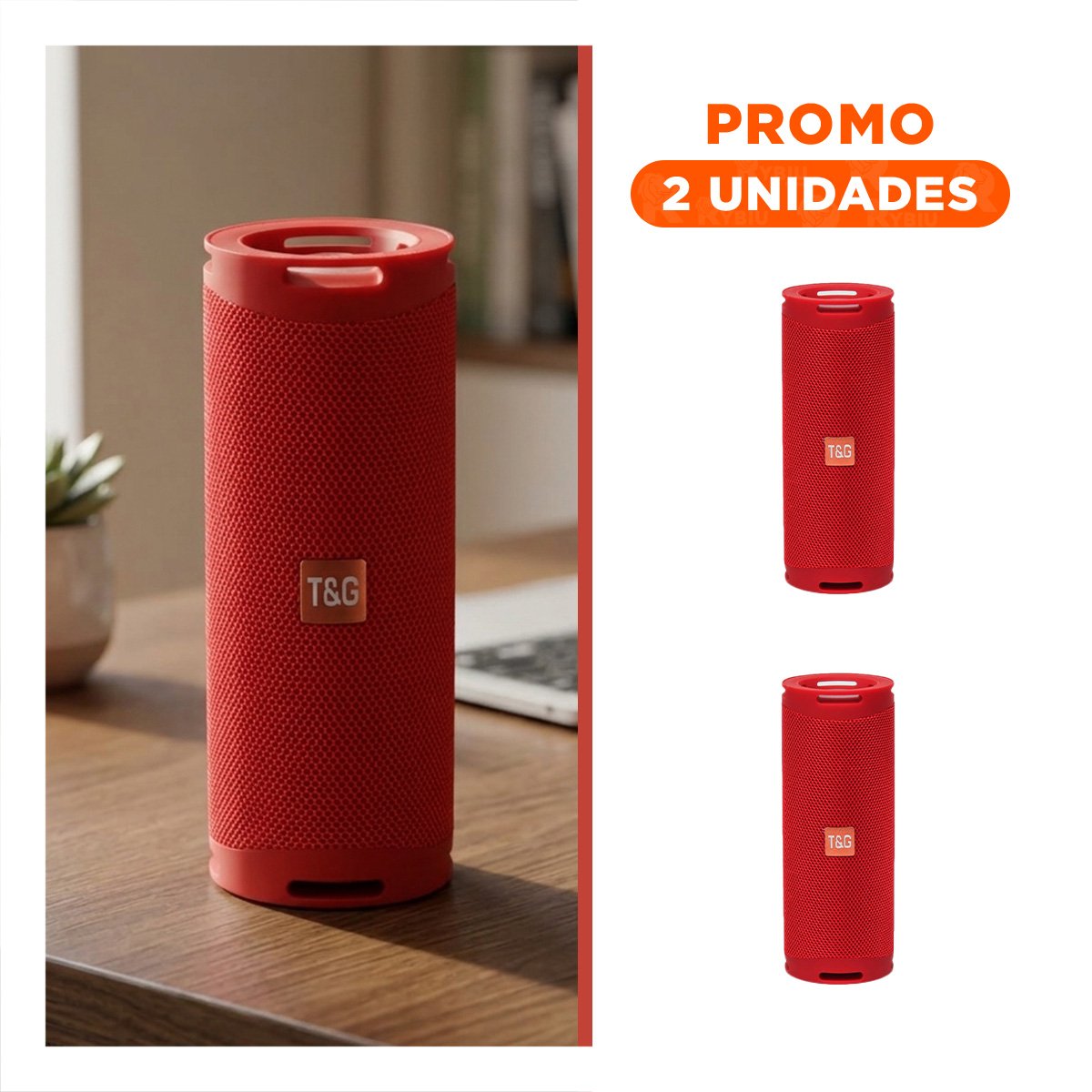 PACK2 ALTAVOZ INALAMBRICO COLOR ROJO CON SONIDO POTENTE Y CONECTIVIDAD FACIL - 1