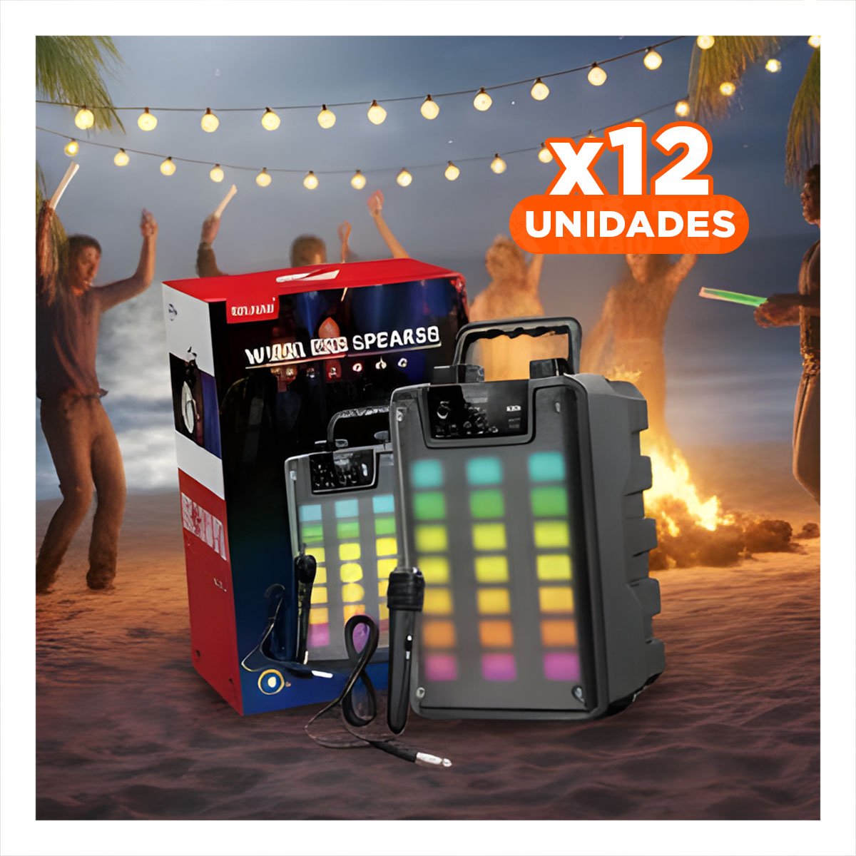 PACK2 EQUIPO PORTATIL CON MICROFONO 4 PULGADAS PARA KARAOKE Y MUSICA NEGRO Y+REGALO STICKER - 1