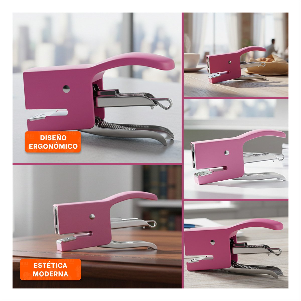 COMPACTO MINI TIPO ALICATE ROSADO PARA 15 HOJAS ESCOLAR Y+POST IT - 5