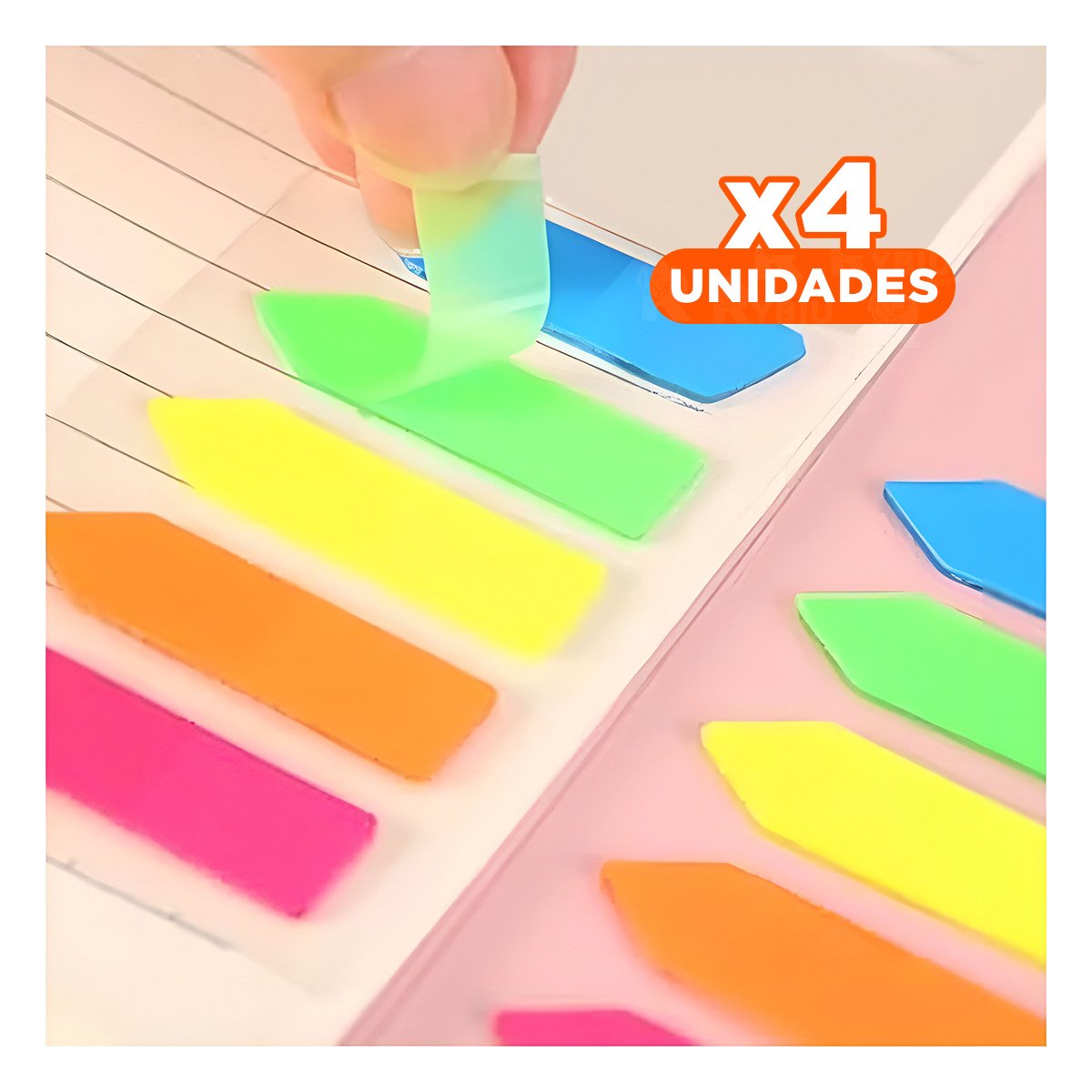 PACK4 ETIQUETAS POST IT ADHESIVAS 5 PIEZAS MULTICOLOR TRANSPARENTE FLECHA - 1
