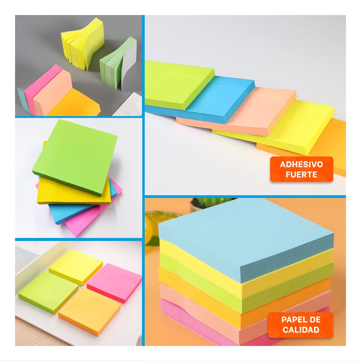 HOJAS CUADRADAS ADHESIVAS 7,6CM 4 PZS MULTICOLOR Y+POST IT - 1