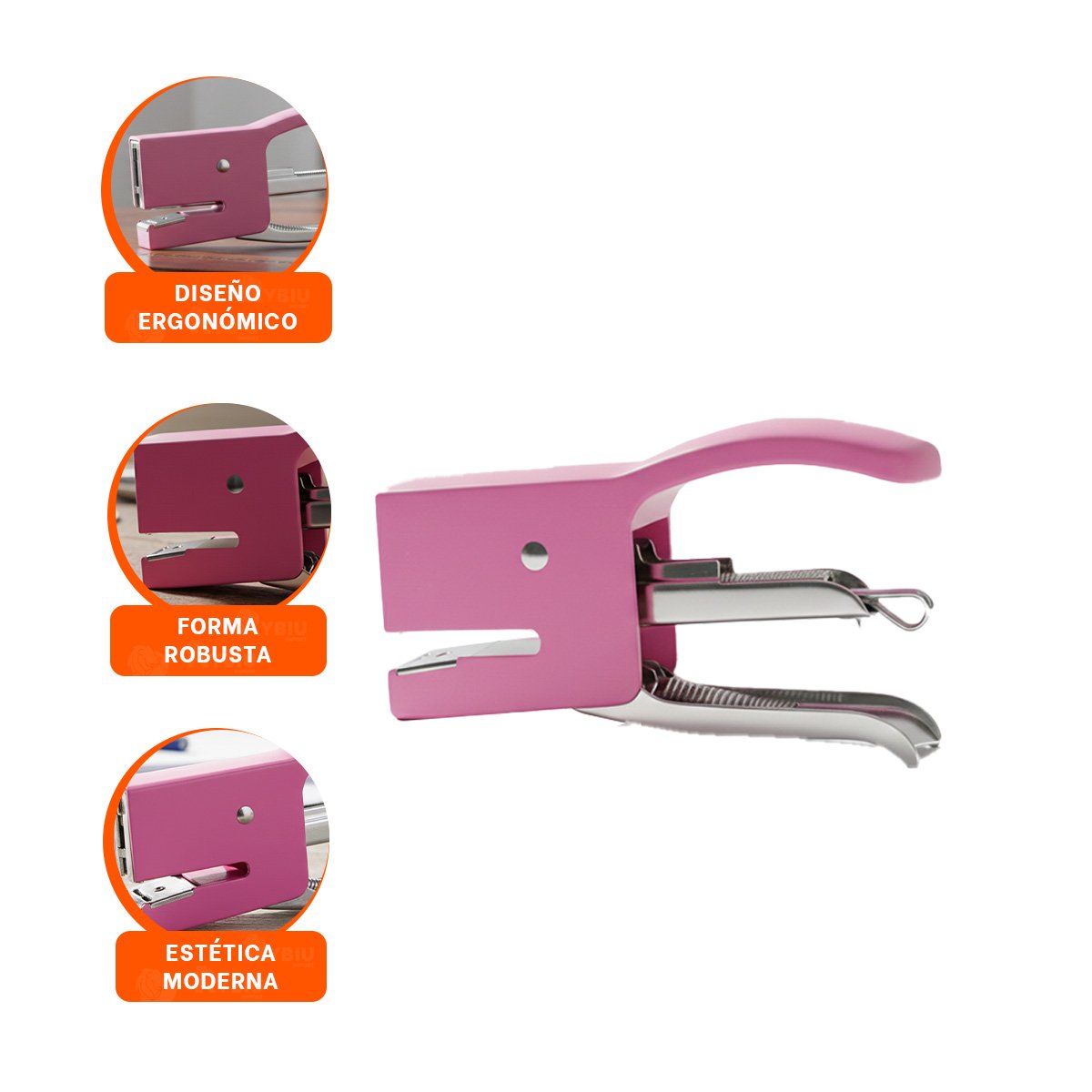 FORMATO MINI TIPO ALICATE ROSADO PARA 15 HOJAS OFICINA - 3