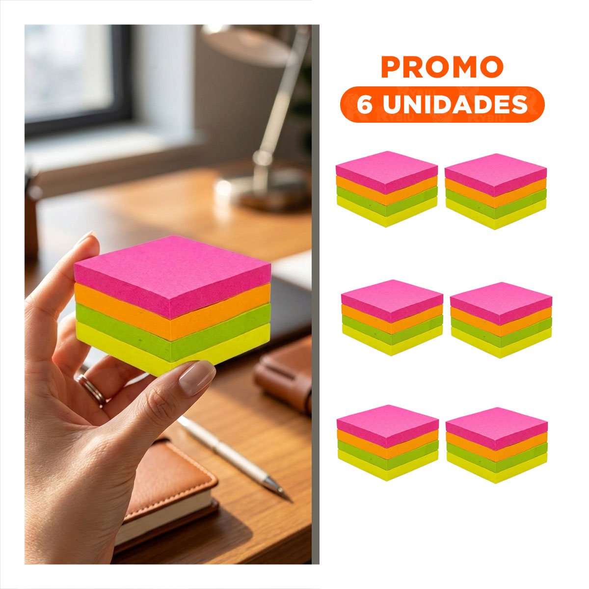 PACK6 ACCESORIOS CUADRADOS ADHESIVOS 3,8CM 4 PZS MULTICOLOR - 1