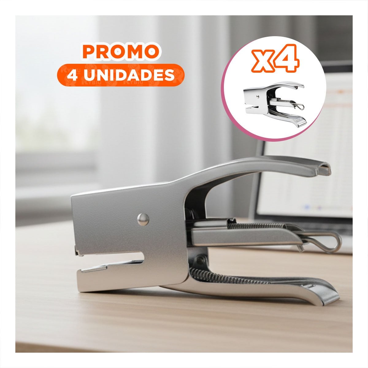 PACK4 DURADERO MINI TIPO ALICATE PLATEADO PARA 15 HOJAS ESCRITORIO - 1
