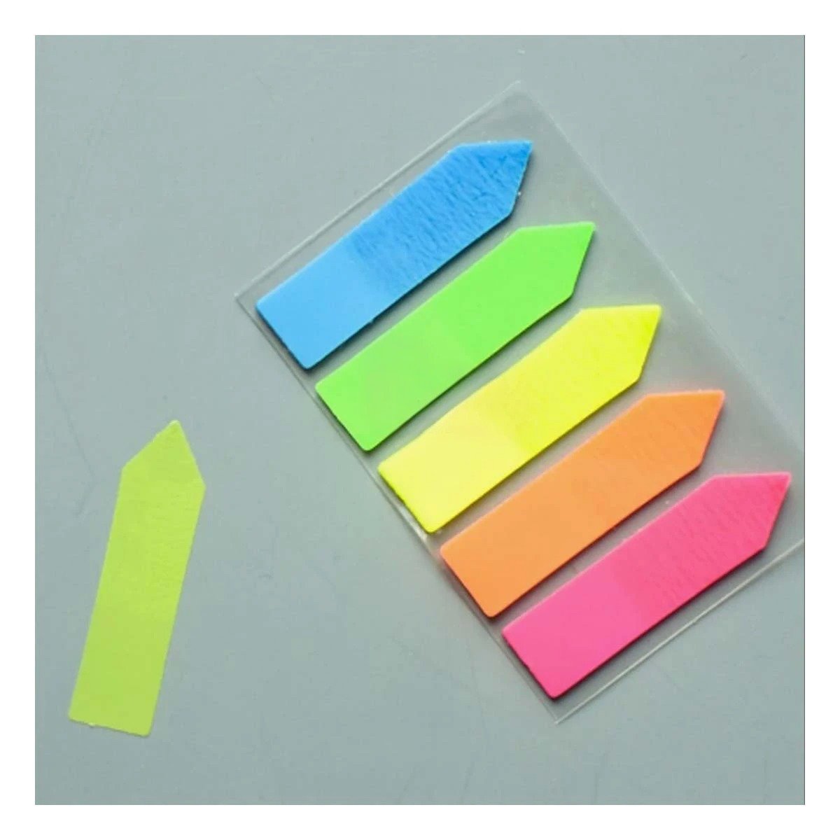 PACK2 RECORDATORIOS POST IT ADHESIVOS 5 PIEZAS MULTICOLOR TRANSPARENTE FLECHA Y+PAPEL REGALO - 2