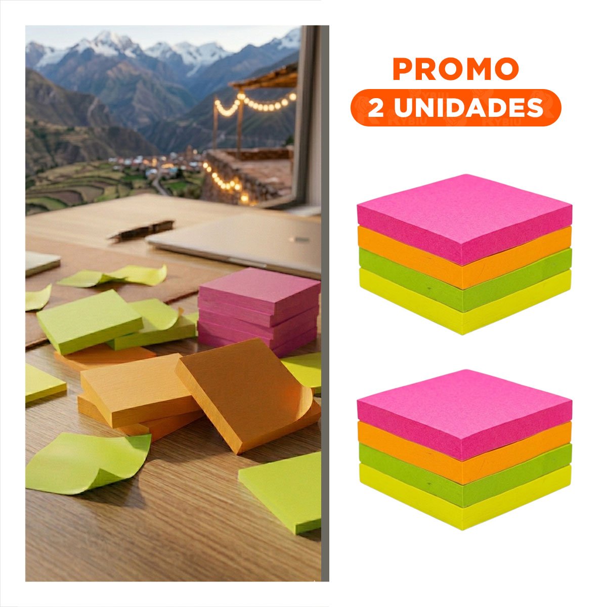 PACK2 TACOS CUADRADOS ADHESIVOS 3,8CM 4 PZS MULTICOLOR - 1