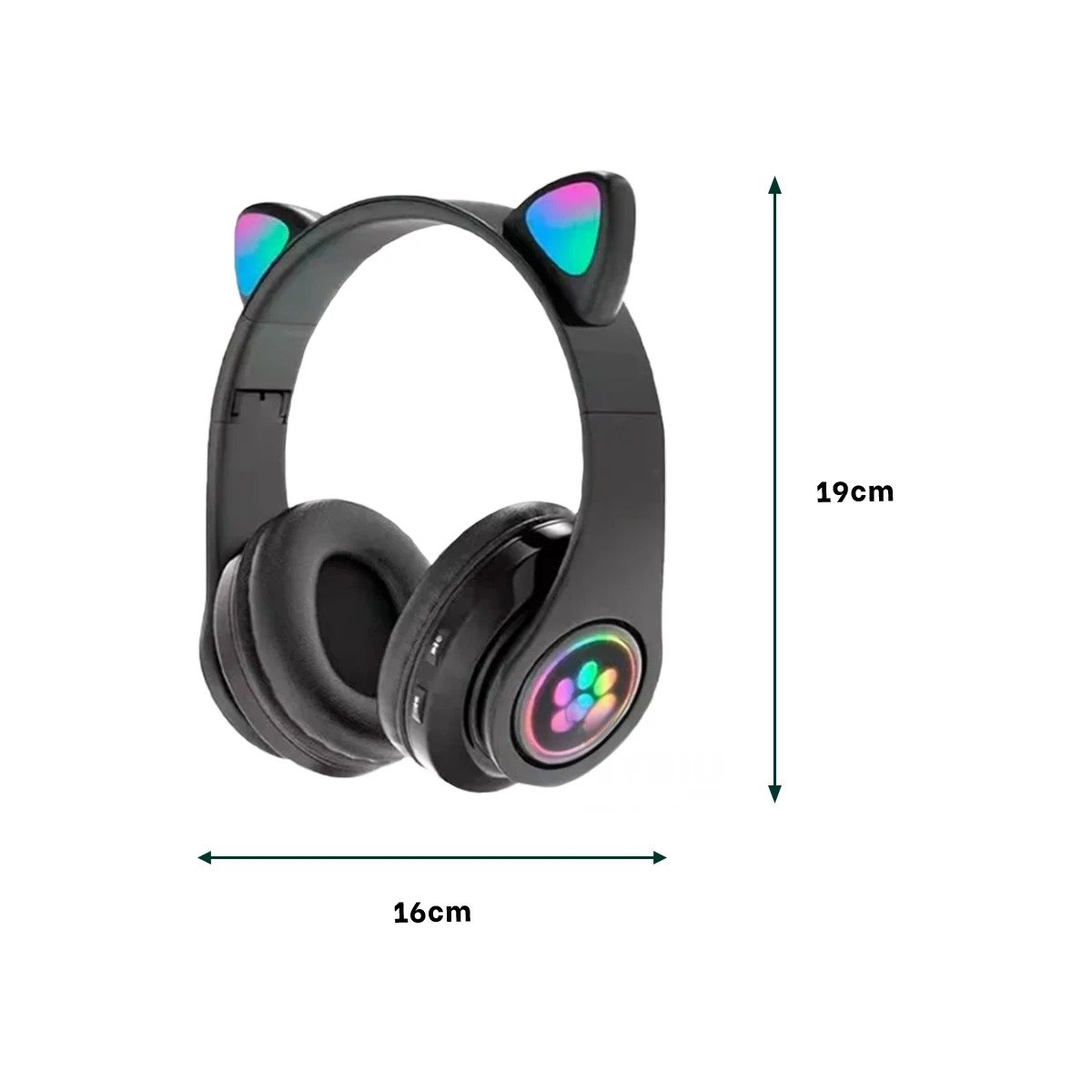 PACK12 AUDIFONOS TIPO GATO CON LUCES NEGRO PARA COMPUTADORA Y ESTUDIO - 3