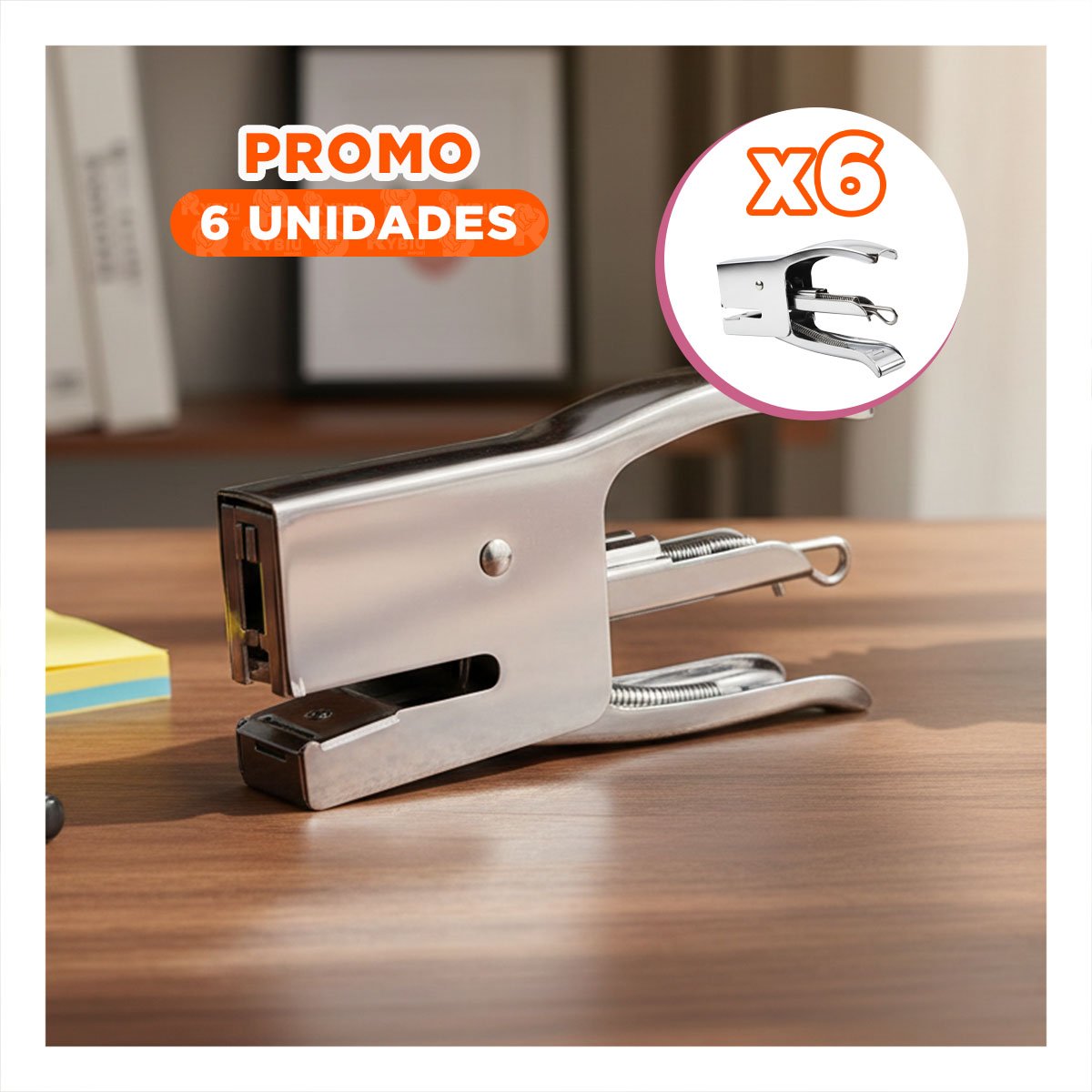 PACK6 ESCOLAR MINI TIPO ALICATE PLATEADO PARA 15 HOJAS CUADERNOS Y+REGALO STICKER - 1