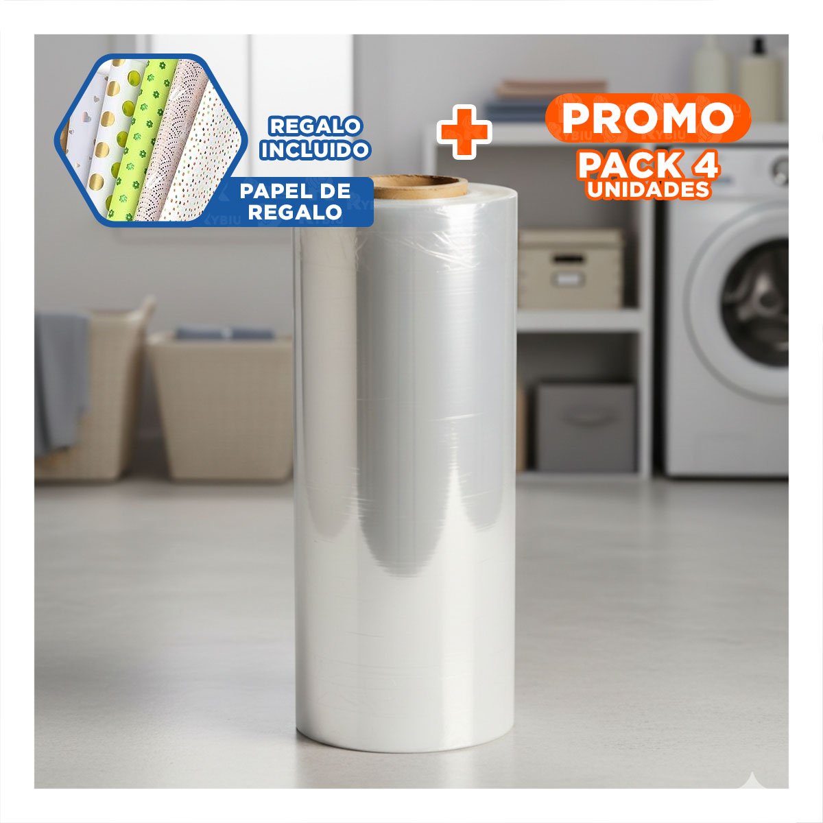 PACK4 FORMATO 12 PULGADAS 3K COMERCIAL TRANSPARENTE PARA DECORACION Y+PAPEL REGALO - 1