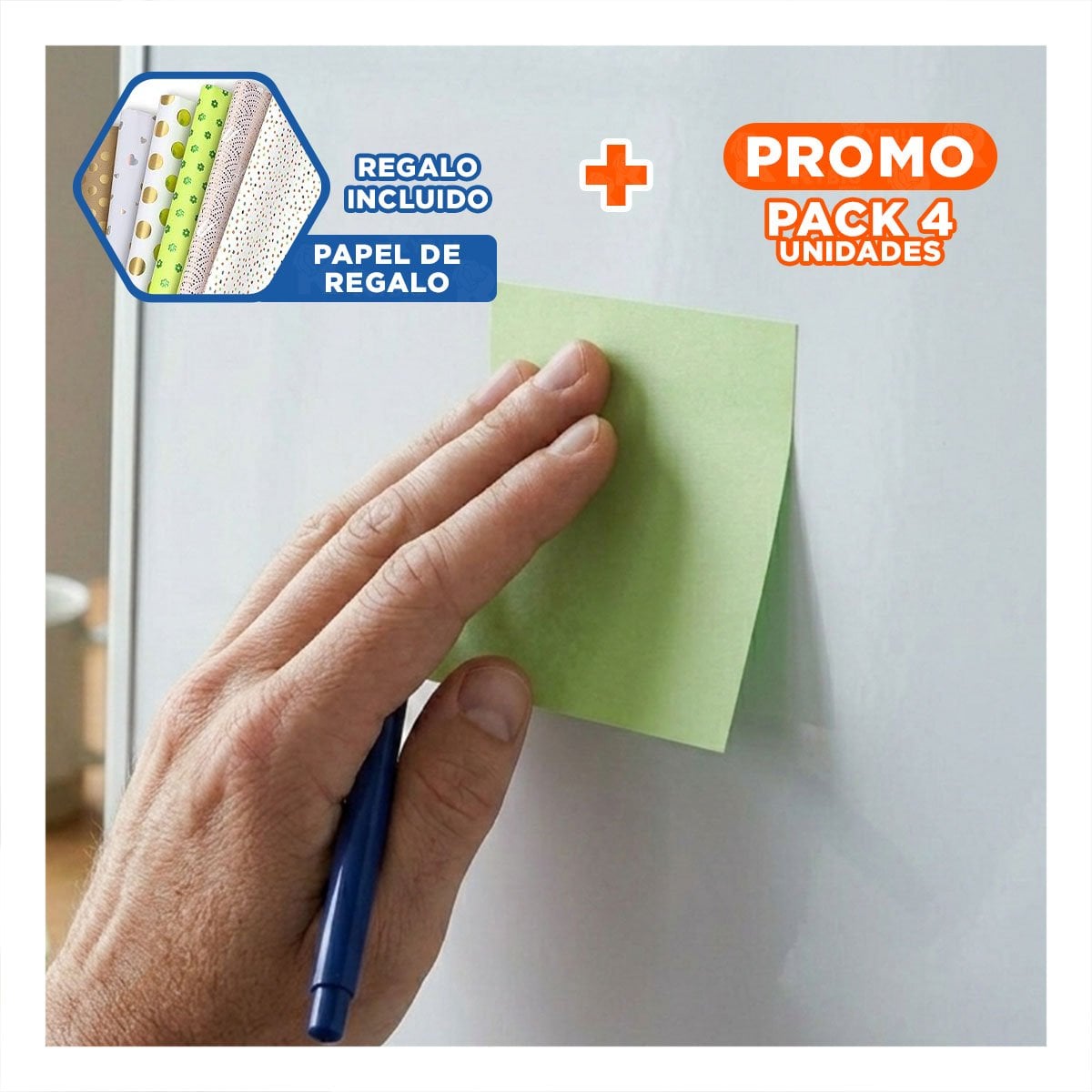 PACK4 ETIQUETAS CUADRADAS ADHESIVAS 7,6CM 4 PZS MULTICOLOR Y+PAPEL REGALO - 1