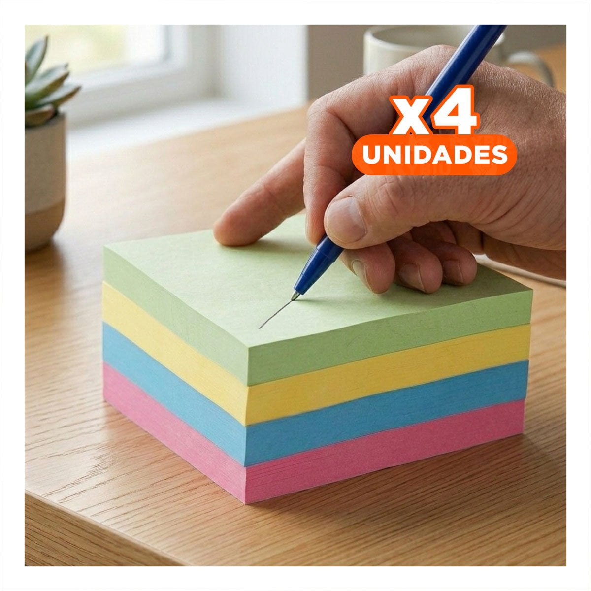 PACK4 APUNTES CUADRADOS ADHESIVOS 7,6CM 4 PZS MULTICOLOR - 1