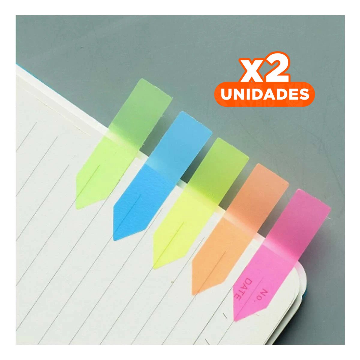 PACK2 APUNTES POST IT ADHESIVOS 5 PIEZAS MULTICOLOR TRANSPARENTE FLECHA Y+REGALO STICKER - 1