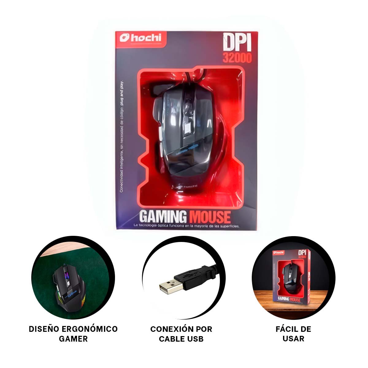 PACK2 RATON GAMER NEGRO PARA PC Y LAPTOP USO CONTINUO - 5