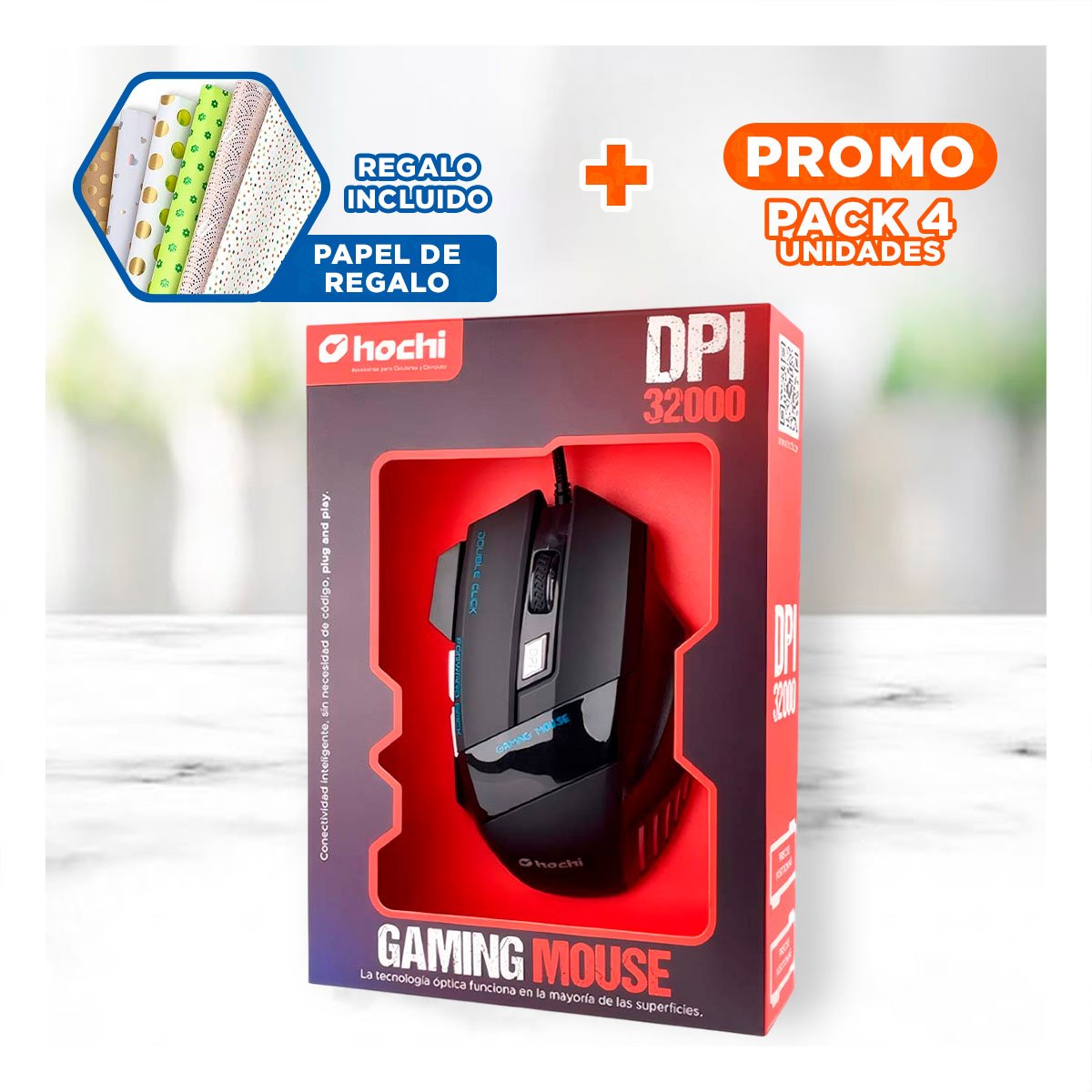 PACK4 APUNTADOR GAMER NEGRO PARA PC Y LAPTOP MANEJO DIARIO Y+PAPEL REGALO - 1