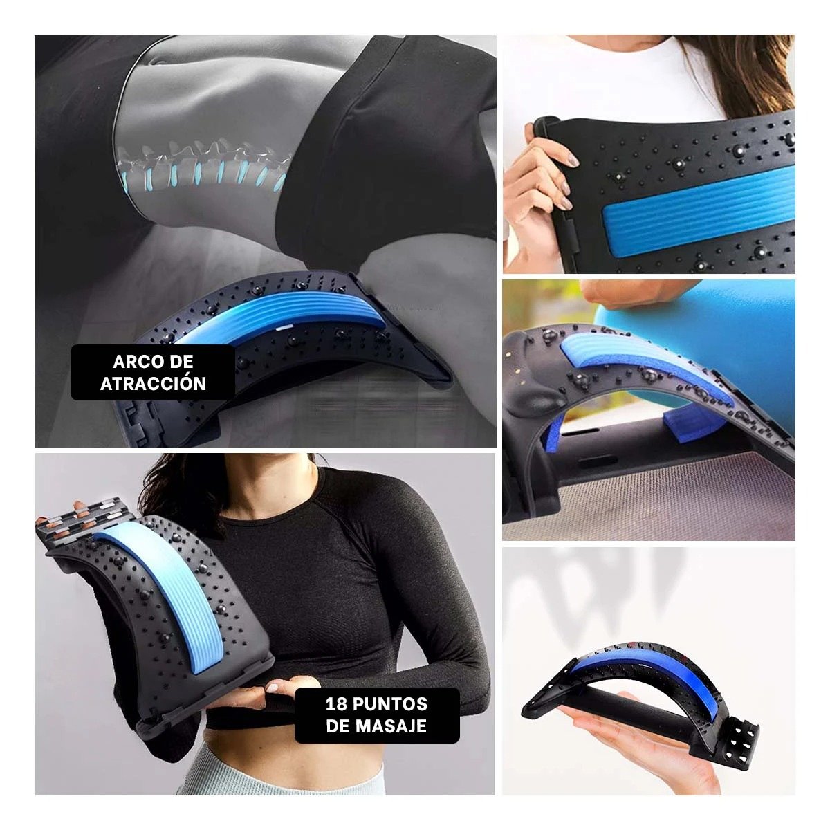 PACK6 SOPORTE PORTATIL LUMBAR AZUL PARA MASAJE Y+PAPEL REGALO - 3