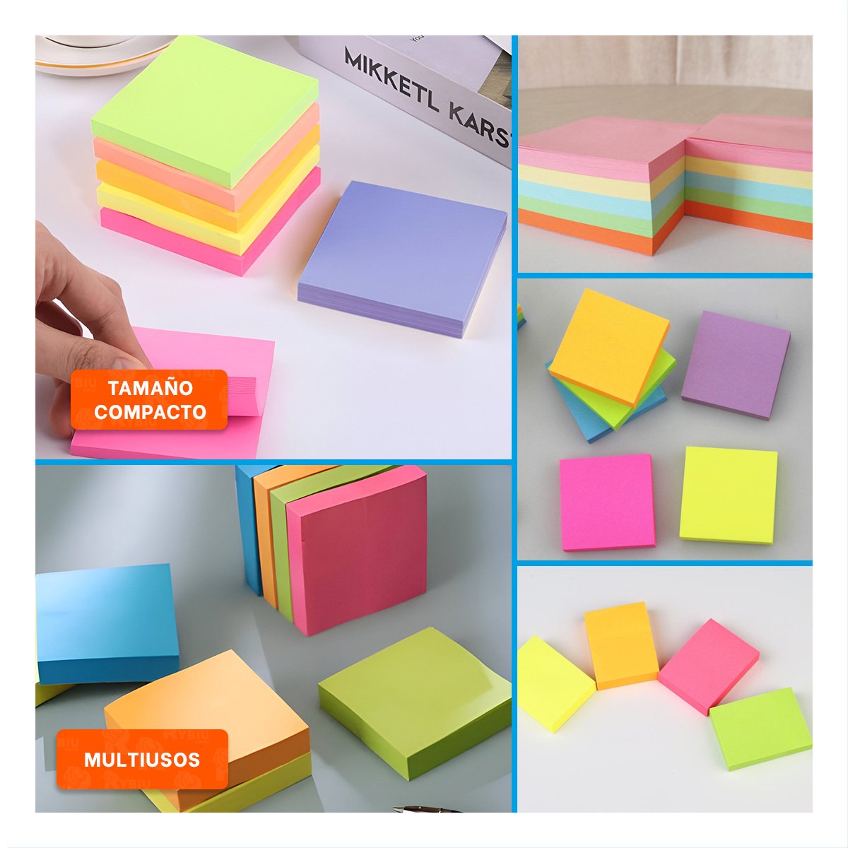 PACK4 PAPELITOS CUADRADOS ADHESIVOS 3,8CM 4 PZS MULTICOLOR Y+REGALO STICKER - 2