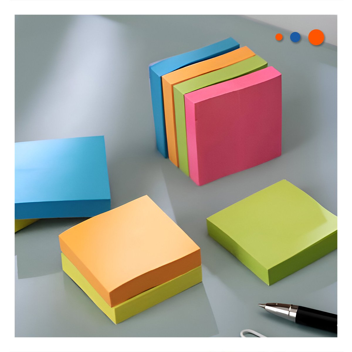 PACK4 PAPELITOS CUADRADOS ADHESIVOS 3,8CM 4 PZS MULTICOLOR Y+REGALO STICKER - 3