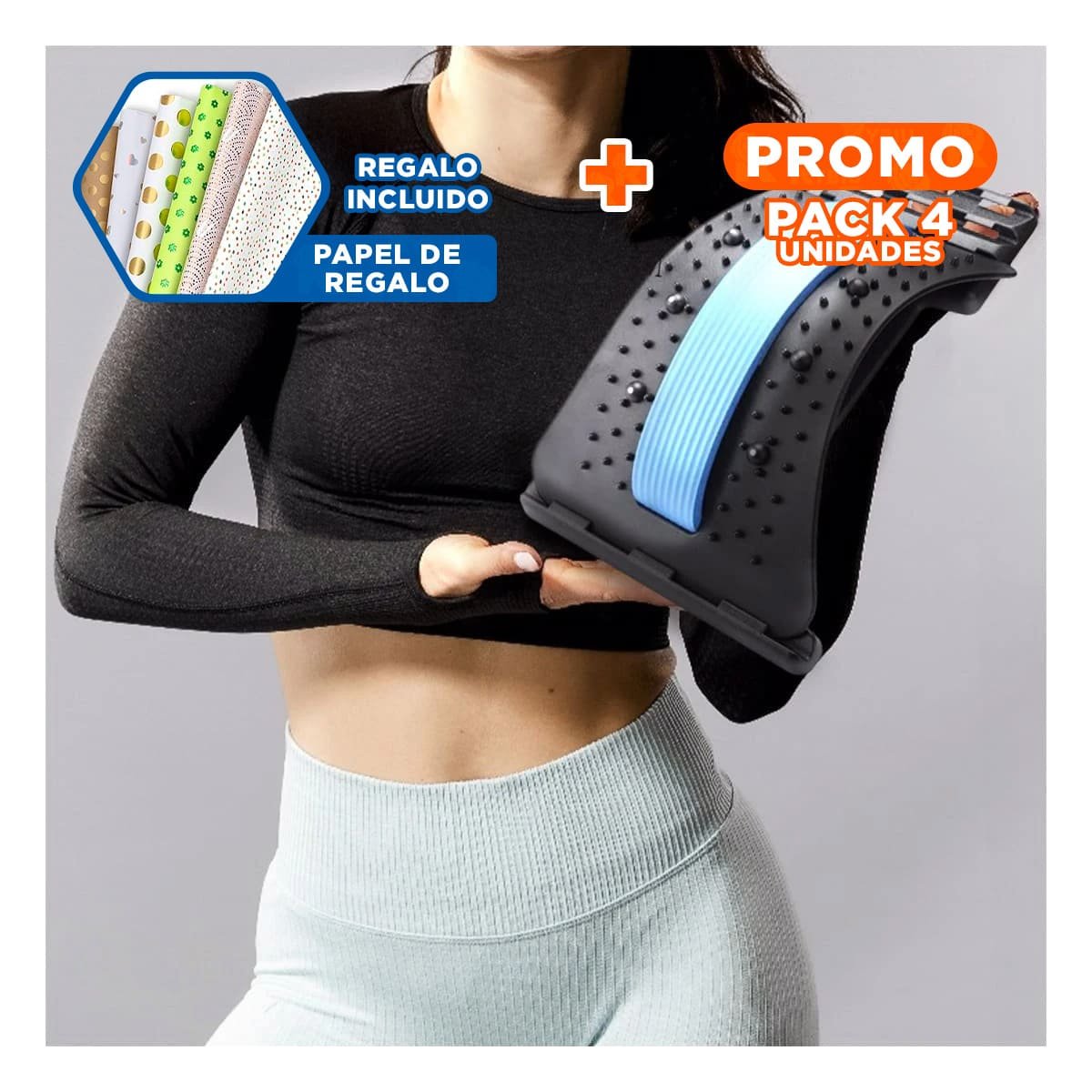 PACK4 DISPOSITIVO PORTATIL LUMBAR AZUL PARA CASA Y+PAPEL REGALO - 1