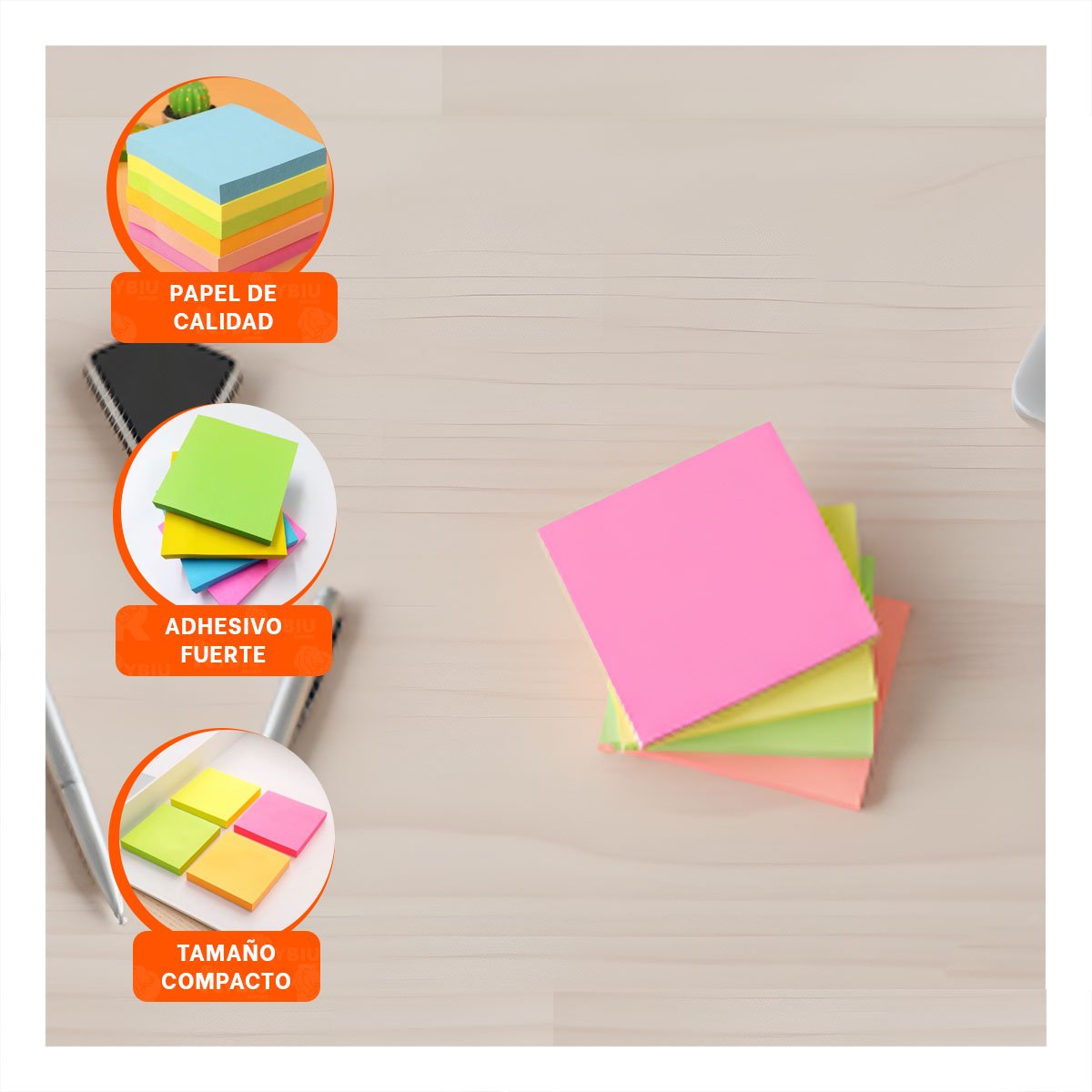 NOTAS CUADRADAS ADHESIVAS 7,6CM 4 PZS MULTICOLOR Y+REGALO STICKER - 5