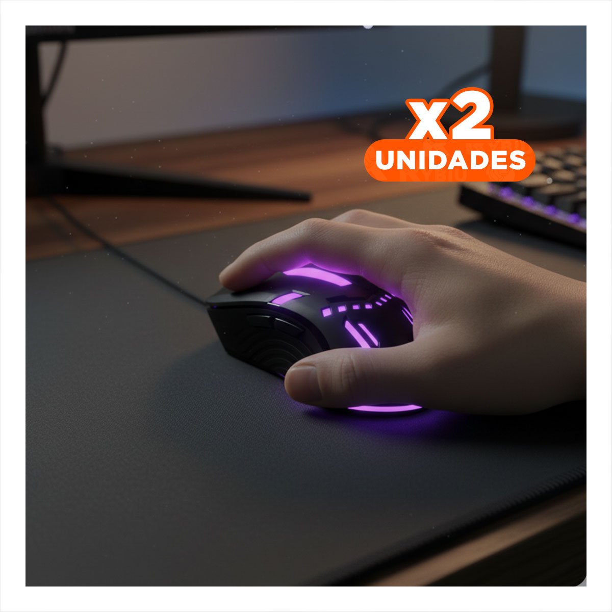 PACK2 MOUSE GAMER PARA PC Y LAPTOP COLOR NEGRO CONTROL NATURAL Y+REGALO STICKER - 1