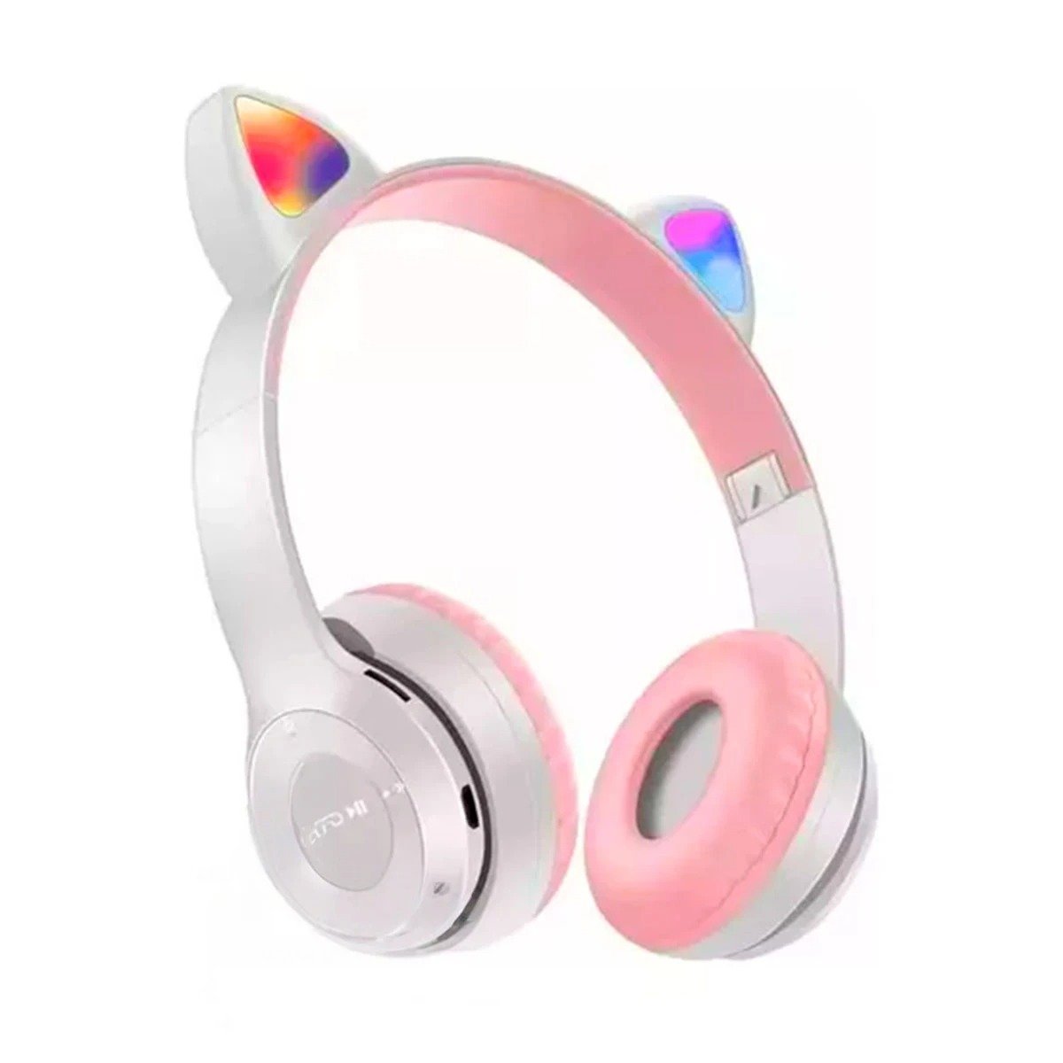 PACK4 AURICULARES TIPO GATO CON LUCES COLOR PLOMO PARA COMPUTADORA Y OFICINA Y+PAPEL REGALO - 3