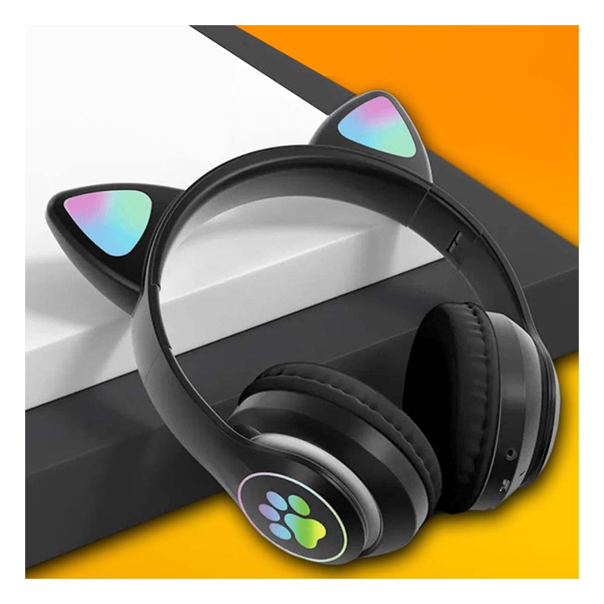 PACK6 HEADSET TIPO GATO CON LUCES COLOR NEGRO PARA COMPUTADORA Y ESCRITURA Y+REGALO STICKER - 2
