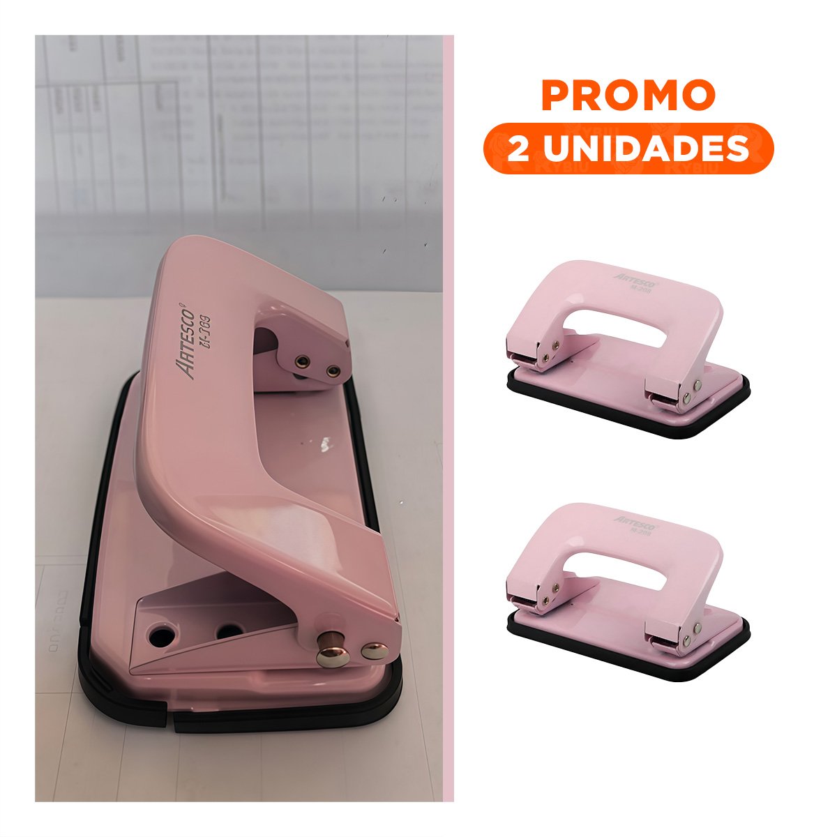 PACK2 TROQUELADORA METAL ROSADO DE ALTA CALIDAD PARA PAPELERIA ESCOLAR - 1