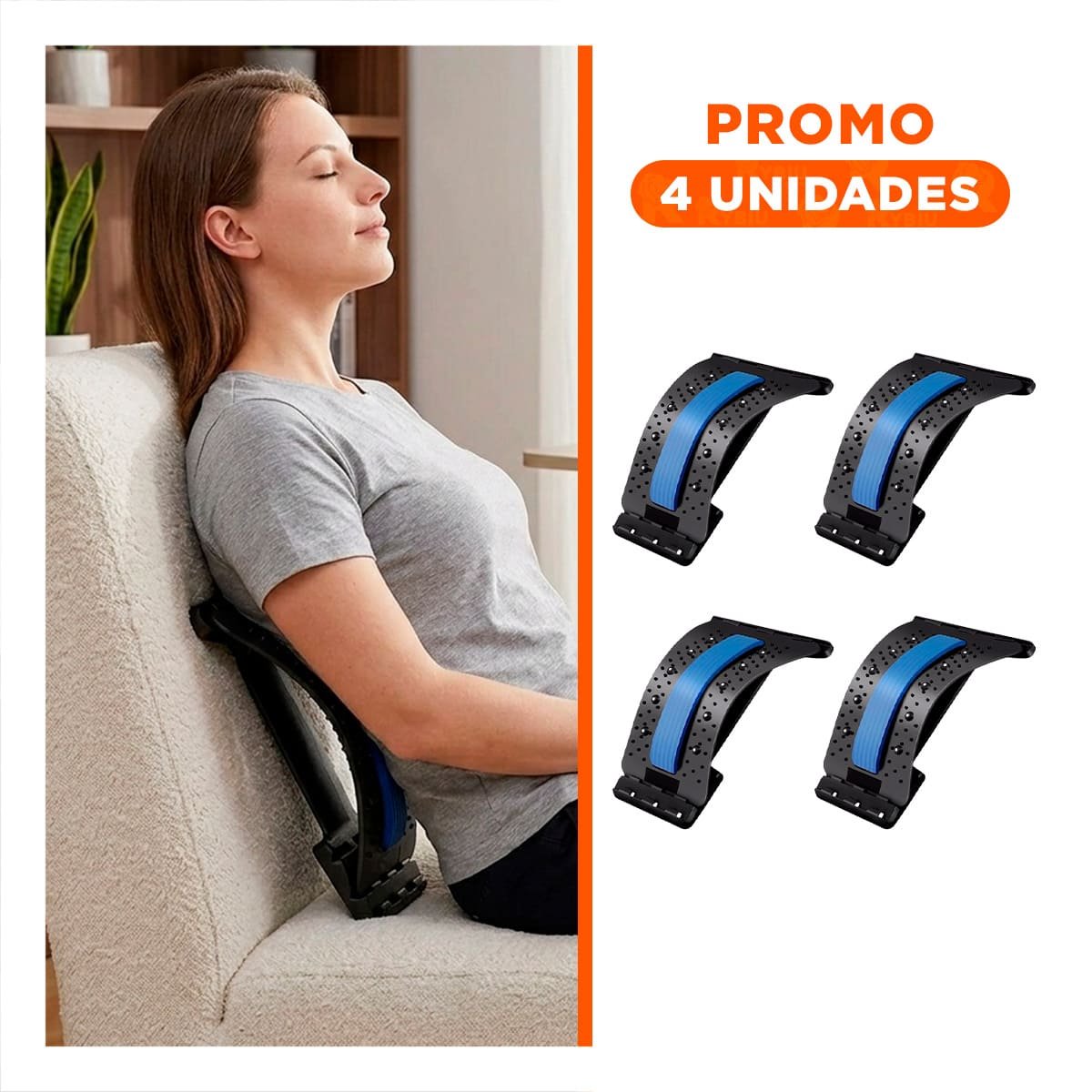 PACK4 APARATO PORTATIL LUMBAR AZUL PARA ESPALDA Y+REGALO STICKER - 1