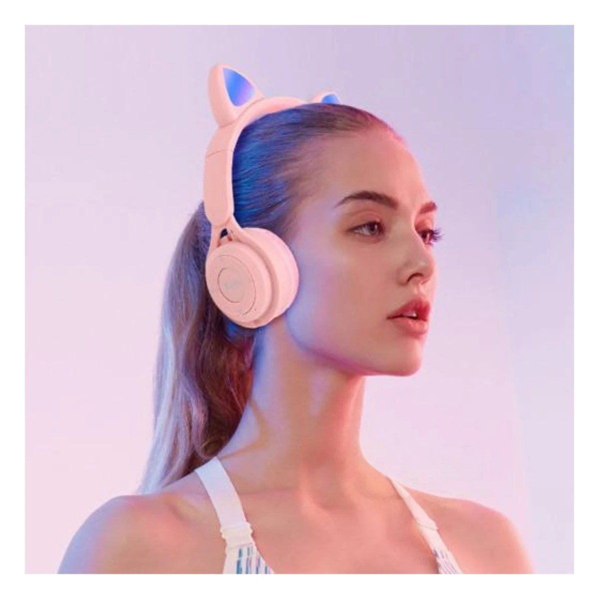 PACK4 AURICULARES TIPO GATO CON LUCES COLOR ROSADO PARA COMPUTADORA Y OFICINA Y+PAPEL REGALO - 2