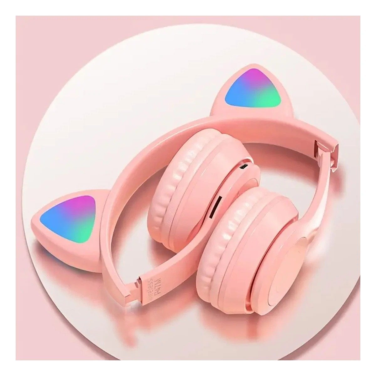PACK4 AURICULARES TIPO GATO CON LUCES COLOR ROSADO PARA COMPUTADORA Y OFICINA Y+PAPEL REGALO - 3