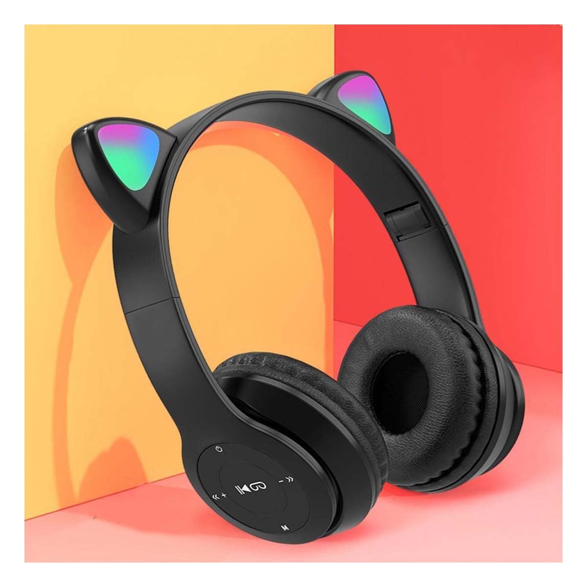 PACK12 AURICULARES TIPO GATO CON LUCES COLOR NEGRO PARA JUEGOS Y TRABAJO DIARIO Y+PAPEL REGALO - 5