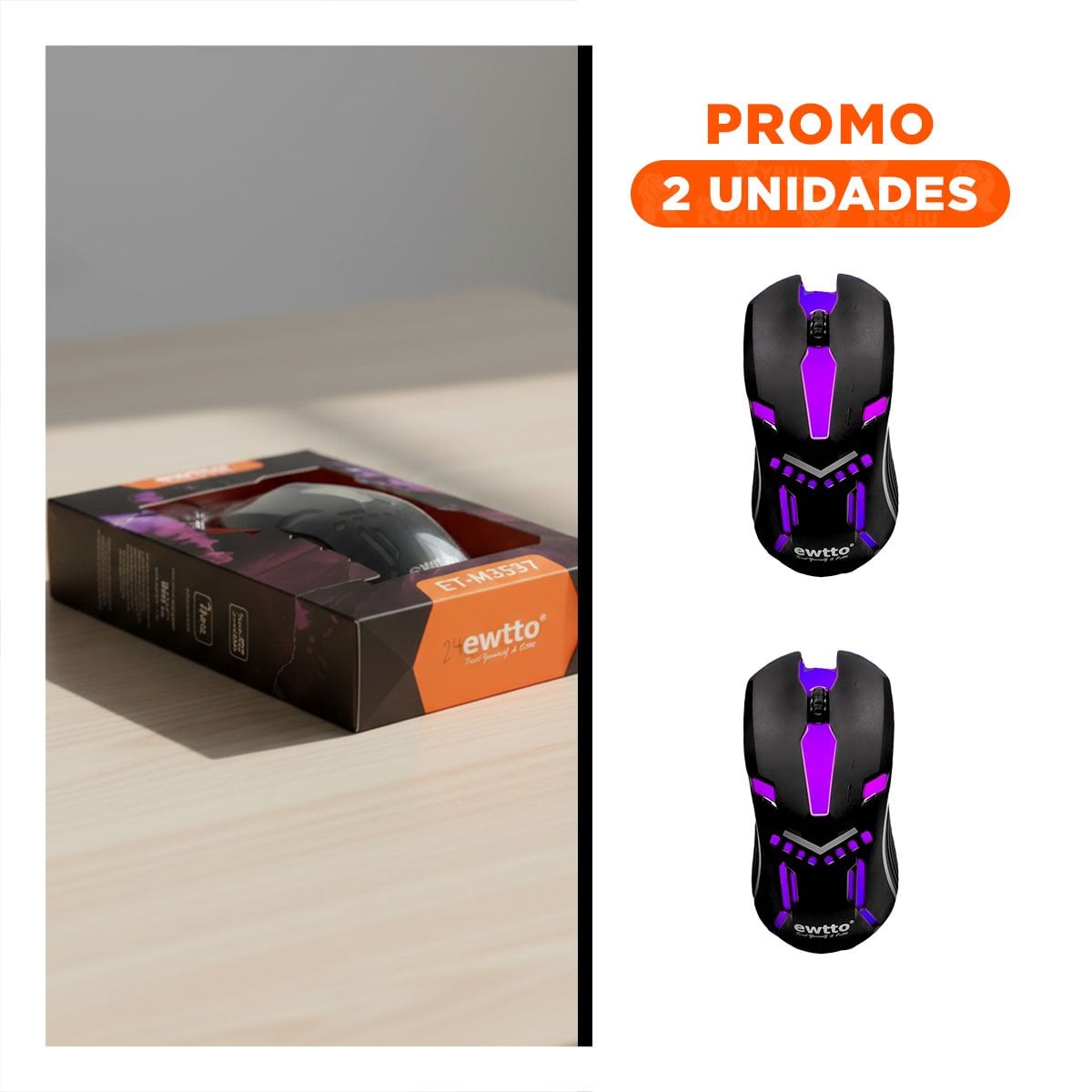 PACK2 RATON GAMER NEGRO PARA PC Y LAPTOP MOVIMIENTO ESTABLE - 1