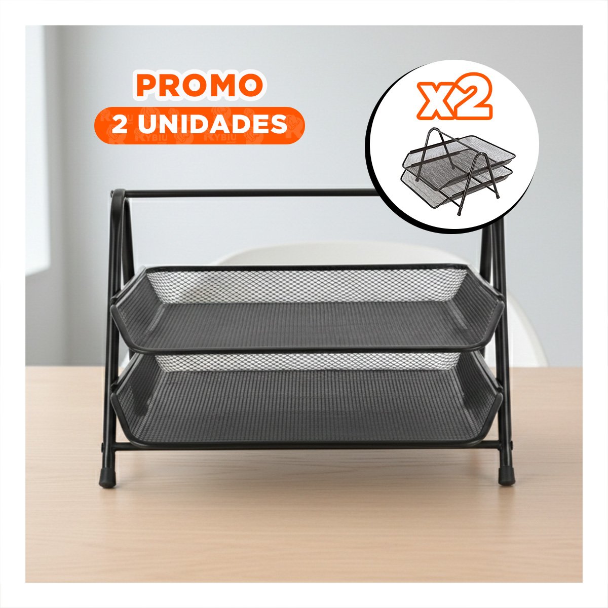PACK2 FUNCIONAL DOCUMENTOS 2 NIVELES NEGRO PARA ESCRITORIO Y+REGALO STICKER - 1