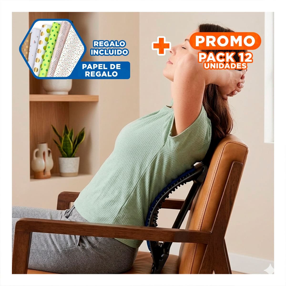 PACK12 APARATO FUNCIONAL LUMBAR AZUL PARA RELAJACION Y+PAPEL REGALO - 1